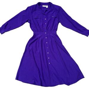 Vibrant Long Sleeve Purple Dress